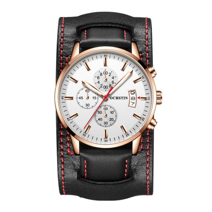 Ochstin 7266 Multifunctional Leather Wrist Wrist Waterproof Luminous Quartz Watch(Rose Gold+Black) - Leather Strap Watches by OCHSTIN | Online Shopping UK | buy2fix