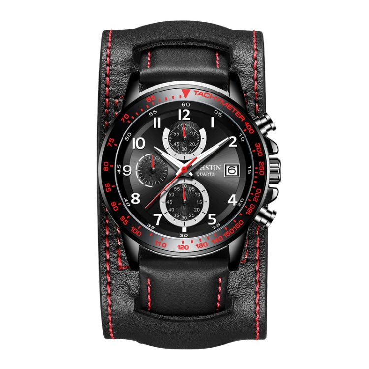 Ochstin 7233 Multifunctional Business Leather Wrist Wrist Waterproof Quartz Watch(Black+Red) - Leather Strap Watches by OCHSTIN | Online Shopping UK | buy2fix