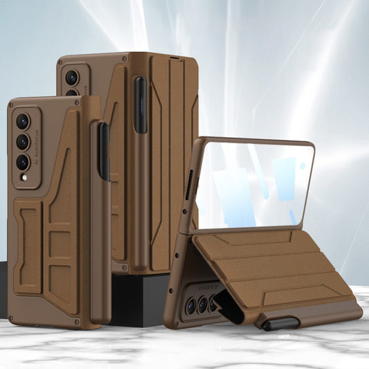 For Samsung Galaxy Z Fold4 GKK Integrated Flip Phone Case with Detachable Pen Holder(Coffee Brown) - Galaxy Z Fold4 5G Cases by GKK | Online Shopping UK | buy2fix