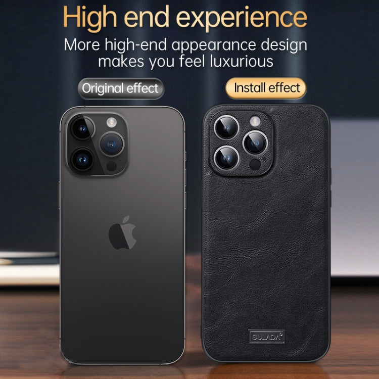 For iPhone 14 SULADA Shockproof TPU + Handmade Leather Phone Case(Black) - iPhone 14 Cases by SULADA | Online Shopping UK | buy2fix