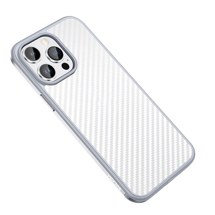 For iPhone 14 Pro Max SULADA Carbon Fiber Textured Shockproof Metal + TPU Frame Case(Silver) - iPhone 14 Pro Max Cases by SULADA | Online Shopping UK | buy2fix