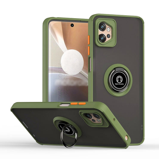 For Motorola Moto G32 Q Shadow 1 Series TPU + PC Phone Case with Ring(Army Green) - Motorola Cases by buy2fix | Online Shopping UK | buy2fix