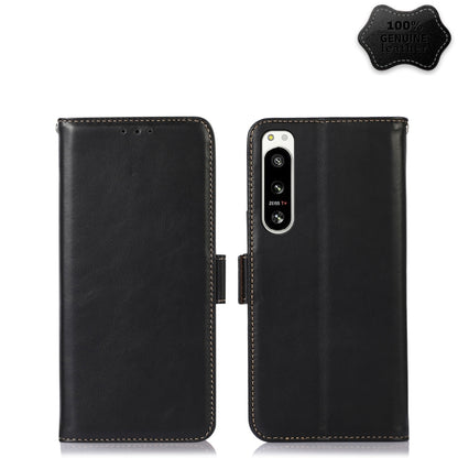 For Sony Xperia 5 IV Crazy Horse Top Layer Cowhide Leather Phone Case(Black) - Sony Cases by buy2fix | Online Shopping UK | buy2fix