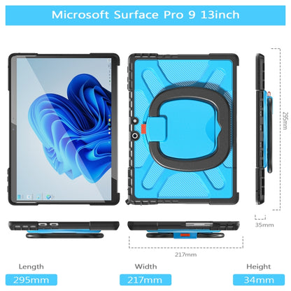 For MicroSoft Surface Pro 9 Handle Rotatable Kickstand Shockproof Tablet Case(Blue) - Others by buy2fix | Online Shopping UK | buy2fix