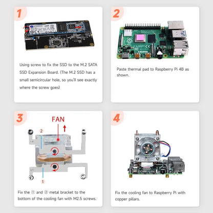 Waveshare Mini Tower NAS Kit for Raspberry Pi 4B Support Up to 2TB M.2 SATA SSD(Black) - Mini PC Accessories by WAVESHARE | Online Shopping UK | buy2fix