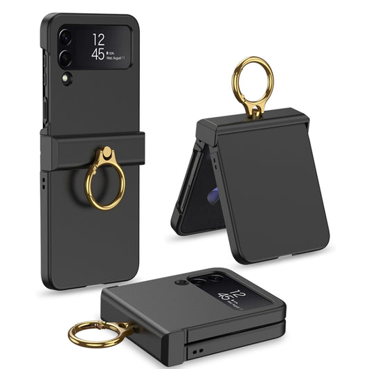 For Samsung Galaxy Z Flip4 GKK Ultrathin Hinge Full Coverage Phone Case with Ring Holder(Black) - Galaxy Z Flip4 5G Cases by GKK | Online Shopping UK | buy2fix