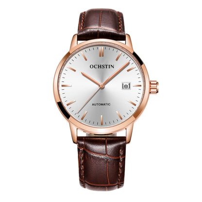 OCHSTIN 62025C Master Series Date  Mechanical Men Watch(Rose Gold-Brown) - Leather Strap Watches by OCHSTIN | Online Shopping UK | buy2fix