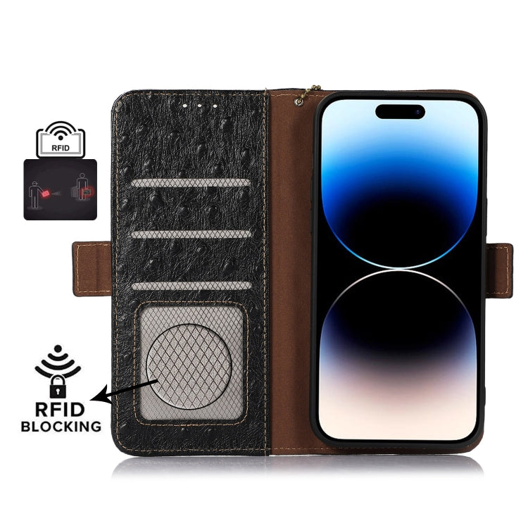 For Nokia X30 5G Ostrich Pattern Genuine Leather RFID Phone Case(Black) - Nokia Cases by buy2fix | Online Shopping UK | buy2fix