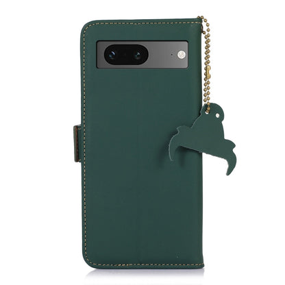 For Google Pixel 7 Genuine Leather Magnetic RFID Leather Phone Case(Green) - Google Cases by buy2fix | Online Shopping UK | buy2fix