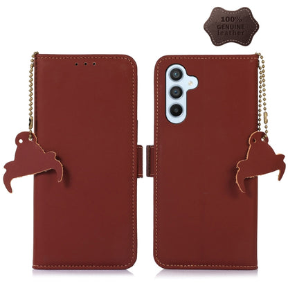 For Samsung Galaxy A54 5G Genuine Leather Magnetic RFID Leather Phone Case(Coffee) - Galaxy Phone Cases by buy2fix | Online Shopping UK | buy2fix