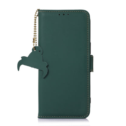 For Samsung Galaxy S22 5G Genuine Leather Magnetic RFID Leather Phone Case(Green) - Galaxy S22 5G Cases by buy2fix | Online Shopping UK | buy2fix