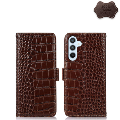 For Samsung Galaxy A54 5G Crocodile Top Layer Cowhide Leather Phone Case(Brown) - Galaxy Phone Cases by buy2fix | Online Shopping UK | buy2fix