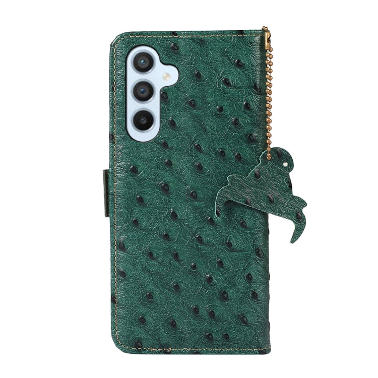 For Samsung Galaxy A54 5G Ostrich Pattern Genuine Leather RFID Phone Case(Green) - Galaxy Phone Cases by buy2fix | Online Shopping UK | buy2fix