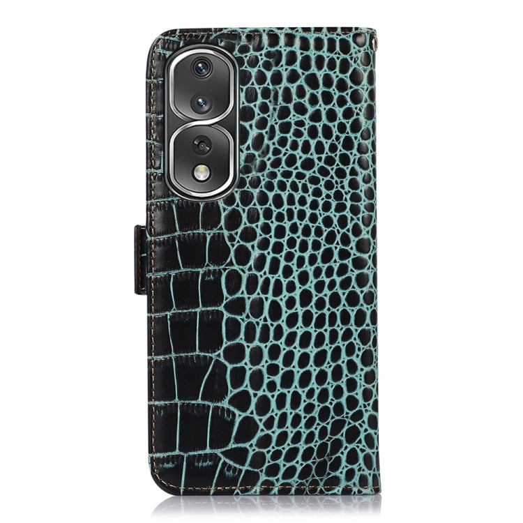 For Honor 80 Pro Crocodile Top Layer Cowhide Leather Phone Case(Green) - Honor Cases by buy2fix | Online Shopping UK | buy2fix