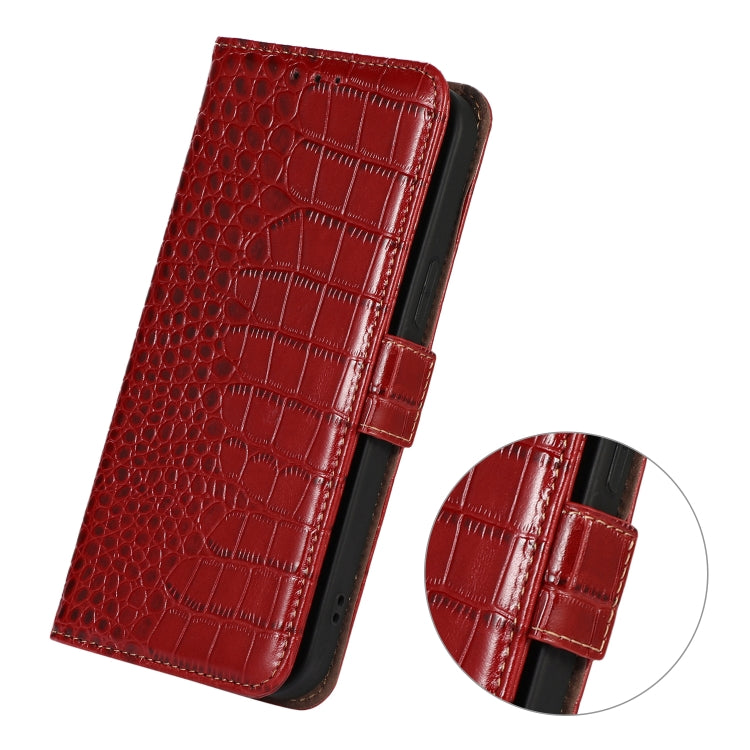 For Samsung Galaxy A04e Crocodile Top Layer Cowhide Leather Phone Case(Red) - Galaxy Phone Cases by buy2fix | Online Shopping UK | buy2fix