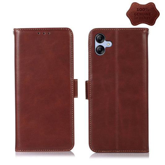 For Samsung Galaxy A04e Crazy Horse Top Layer Cowhide Leather Phone Case(Brown) - Galaxy Phone Cases by buy2fix | Online Shopping UK | buy2fix