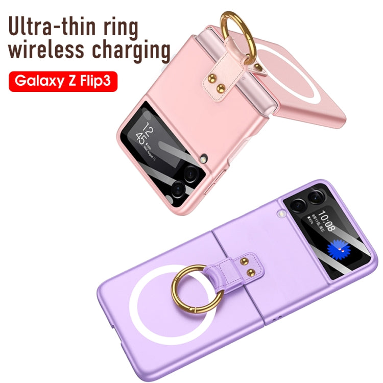 For Samsung Galaxy Z Flip3 5G GKK MagSafe Ultrathin Integrated Shockproof Phone Case with Ring Holder(Black) - Galaxy Phone Cases by GKK | Online Shopping UK | buy2fix