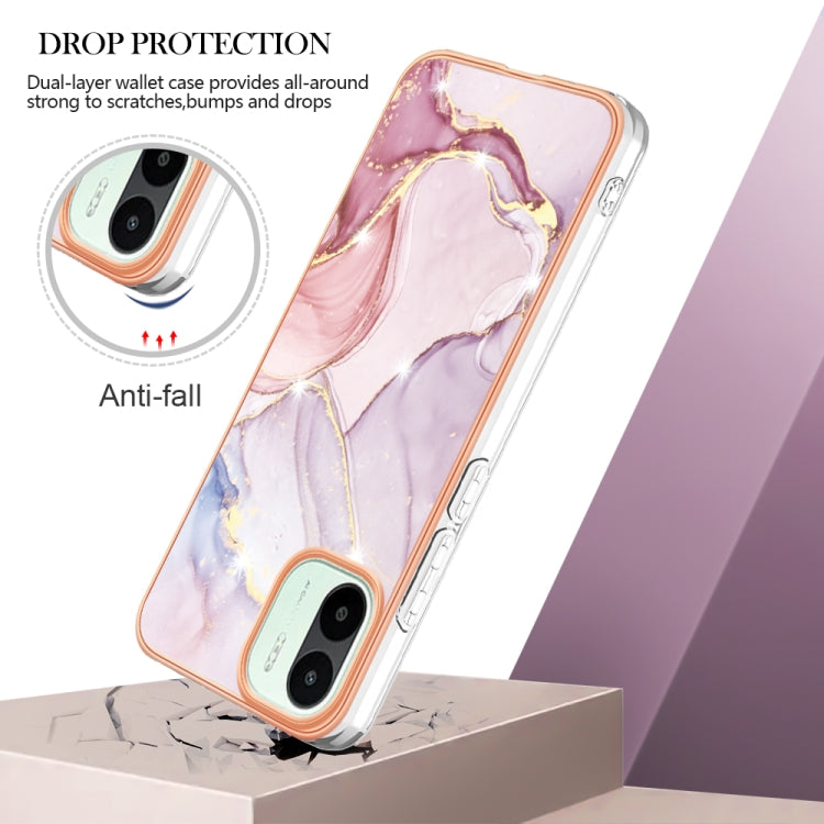 For Xiaomi Redmi A1 Electroplating Marble Dual-side IMD Phone Case(Rose Gold 005) - Xiaomi Cases by buy2fix | Online Shopping UK | buy2fix