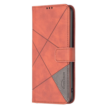 For Google Pixel 7a Magnetic Buckle Rhombus Texture Leather Phone Case(Brown) - Google Cases by buy2fix | Online Shopping UK | buy2fix