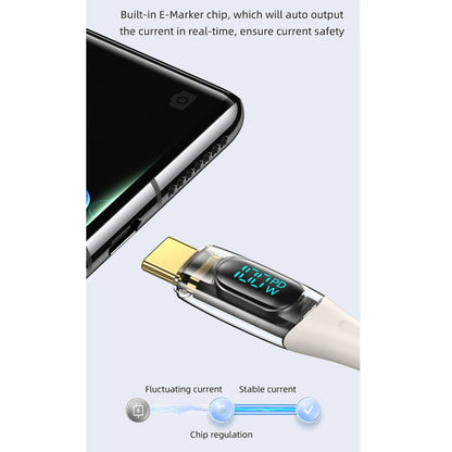 USAMS Type-C to Type-C PD100W Aluminum Alloy Transparent Digital Display Fast Charge Data Cable, Cable Length:1.2m(Black) -  by USAMS | Online Shopping UK | buy2fix