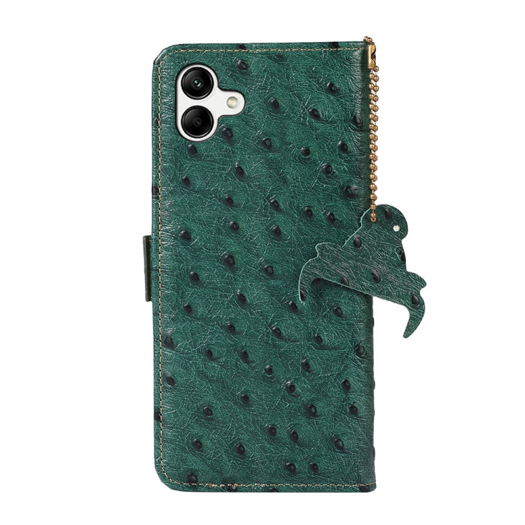 For Samsung Galaxy A04 4G Ostrich Pattern Genuine Leather RFID Phone Case(Green) - Galaxy Phone Cases by buy2fix | Online Shopping UK | buy2fix