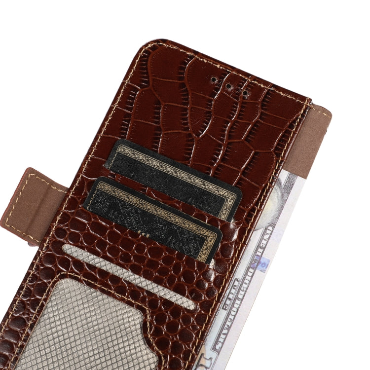 For Motorola Moto X40 Pro Crocodile Top Layer Cowhide Leather Phone Case(Brown) - Motorola Cases by buy2fix | Online Shopping UK | buy2fix