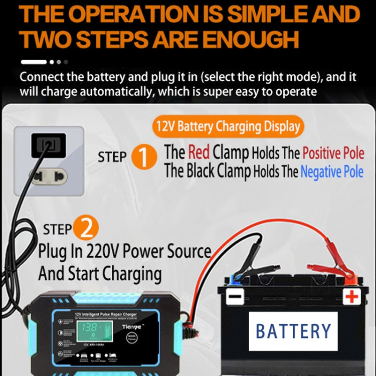 Motorcycle / Car Battery Smart Charger with LCD Creen, Plug Type:AU Plug(Blue) - In Car by buy2fix | Online Shopping UK | buy2fix