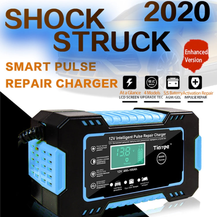 Motorcycle / Car Battery Smart Charger with LCD Creen, Plug Type:AU Plug(Blue) - In Car by buy2fix | Online Shopping UK | buy2fix