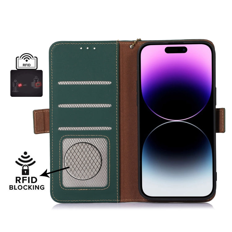 For OnePlus 11 Genuine Leather Magnetic RFID Leather Phone Case(Green) - OnePlus Cases by buy2fix | Online Shopping UK | buy2fix