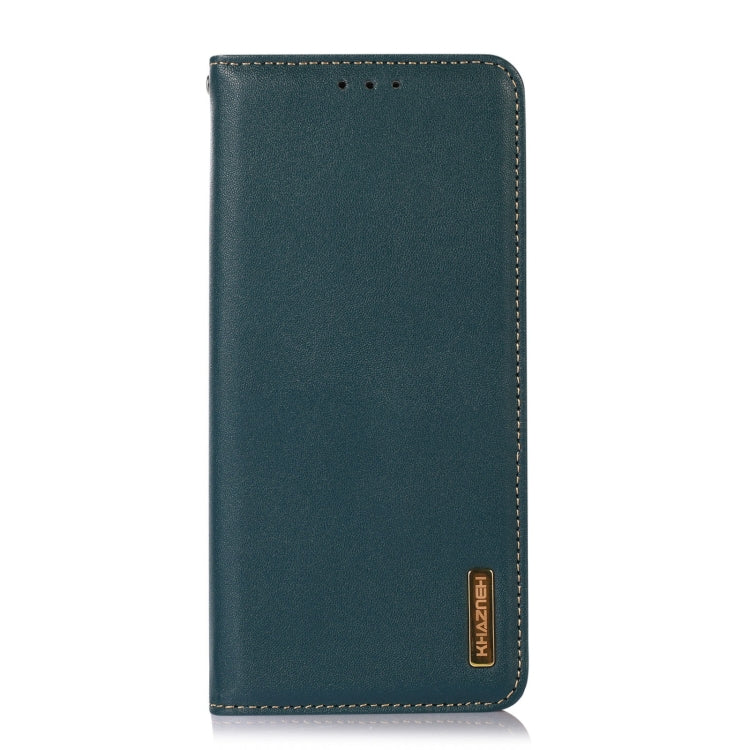 For Motorola Moto E13 4G 2023 KHAZNEH Nappa Top Layer Cowhide Leather Phone Case(Green) - Motorola Cases by buy2fix | Online Shopping UK | buy2fix