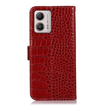For Motorola Moto G53 5G Crocodile Top Layer Cowhide RFID Leather Phone Case(Red) - Motorola Cases by buy2fix | Online Shopping UK | buy2fix