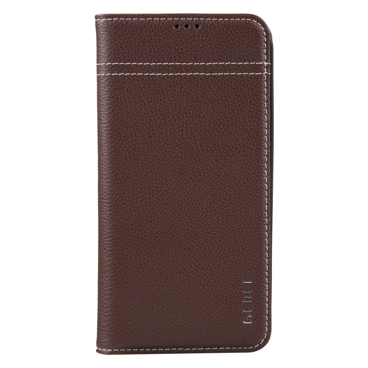 For iPhone 13 Pro Max GEBEI Top-grain Horizontal Flip Leather Phone Case(Brown) - iPhone 13 Pro Max Cases by GEBEI | Online Shopping UK | buy2fix