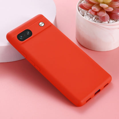 For Google Pixel 7a Pure Color Liquid Silicone Shockproof Phone Case(Red) - Google Cases by buy2fix | Online Shopping UK | buy2fix