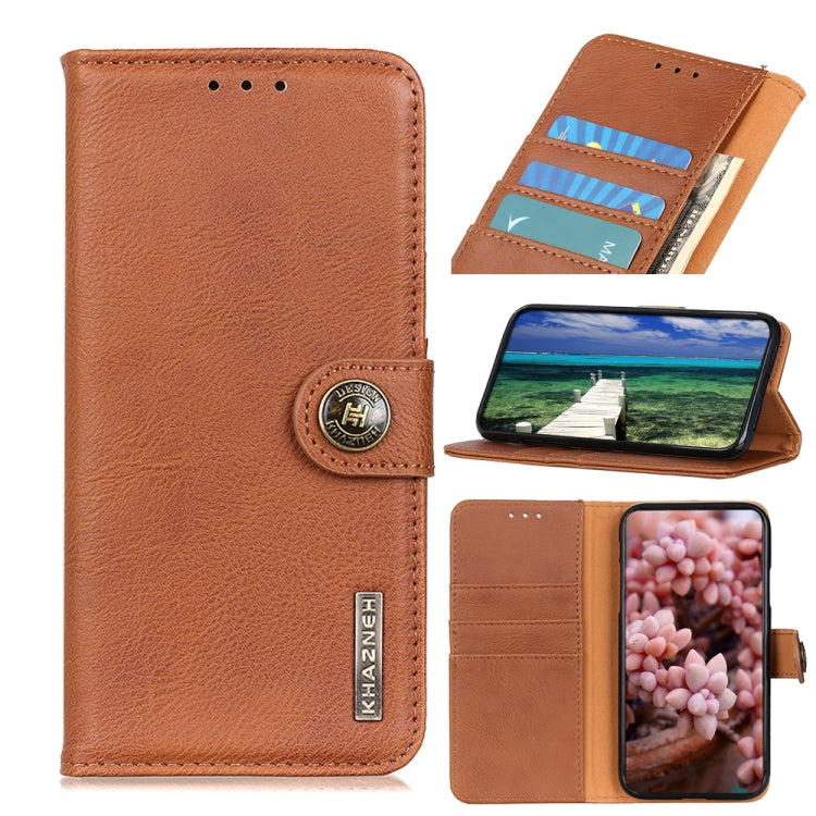 For Samsung Galaxy A24 4G / A25 5G KHAZNEH Cowhide Texture Horizontal Flip Leather Phone Case(Brown) - Galaxy Phone Cases by buy2fix | Online Shopping UK | buy2fix
