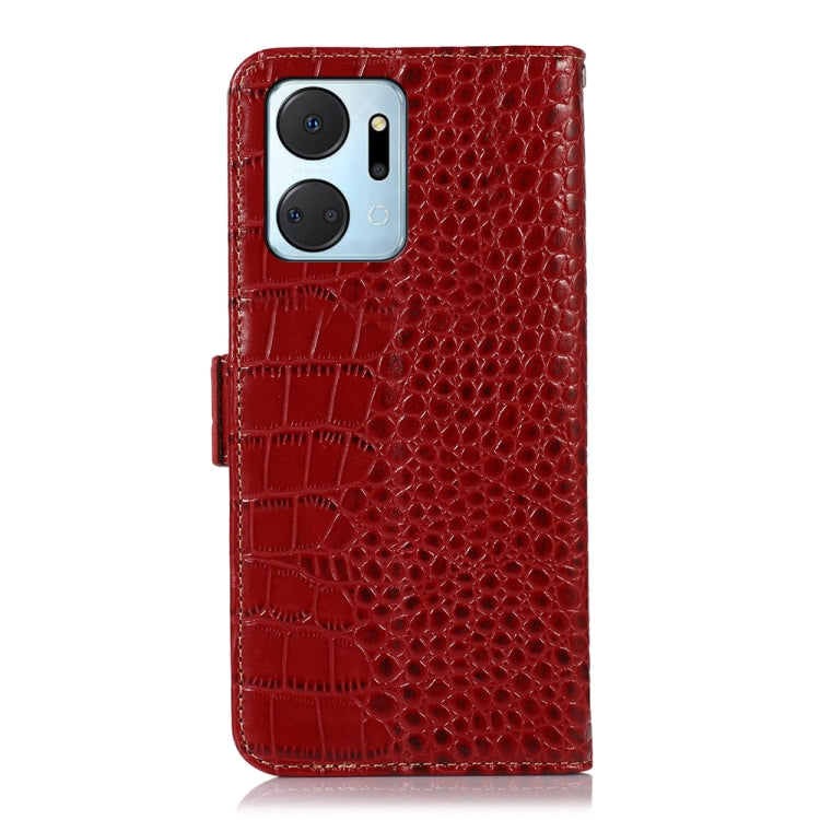 For Honor X7a 4G Crocodile Top Layer Cowhide Leather Phone Case(Red) - Honor Cases by buy2fix | Online Shopping UK | buy2fix