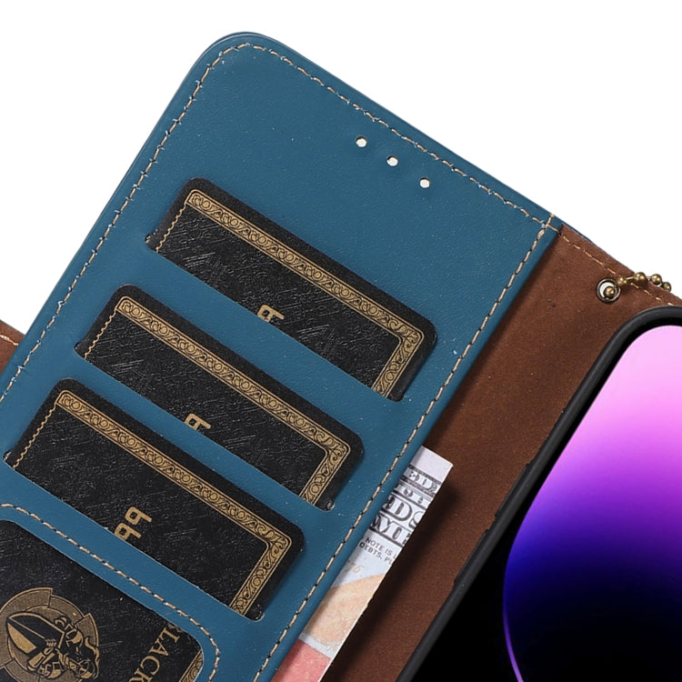 For Samsung Galaxy A24 4G Genuine Leather Magnetic RFID Leather Phone Case(Blue) - Galaxy Phone Cases by buy2fix | Online Shopping UK | buy2fix