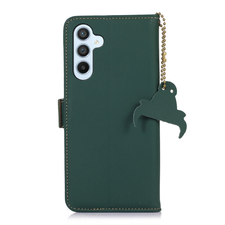 For Samsung Galaxy A24 4G Genuine Leather Magnetic RFID Leather Phone Case(Green) - Galaxy Phone Cases by buy2fix | Online Shopping UK | buy2fix