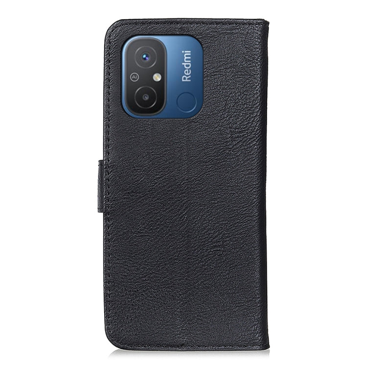 For Xiaomi Redmi 11A / 12C KHAZNEH Cowhide Texture Flip Leather Phone Case(Black) - Xiaomi Cases by buy2fix | Online Shopping UK | buy2fix