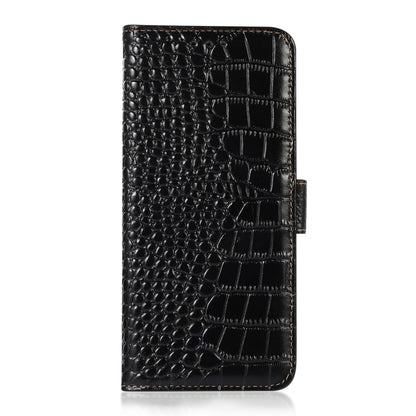 For Samsung Galaxy A24 4G Crocodile Top Layer Cowhide Leather Phone Case(Black) - Galaxy Phone Cases by buy2fix | Online Shopping UK | buy2fix