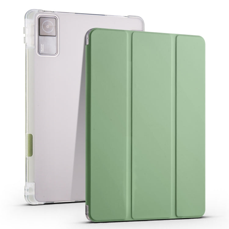 For Xiaomi Redmi Pad 10.61 3-folding Transparent TPU Smart Leather Tablet Case with Pen slot(Matcha Green) -  by buy2fix | Online Shopping UK | buy2fix