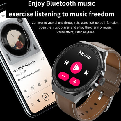BM01 1.45 inch Leather Band IP68 Waterproof Smart Watch Support Bluetooth Call / NFC(Silver) - Smart Wear by buy2fix | Online Shopping UK | buy2fix