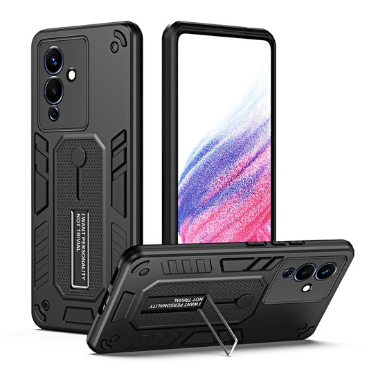 For Infinix Note 12 G96 Variety Brave Armor Finger Loop Holder Phone Case(Black) - Infinix Cases by buy2fix | Online Shopping UK | buy2fix
