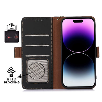 For Samsung Galaxy M14 5G Genuine Leather Magnetic RFID Leather Phone Case(Black) - Galaxy Phone Cases by buy2fix | Online Shopping UK | buy2fix