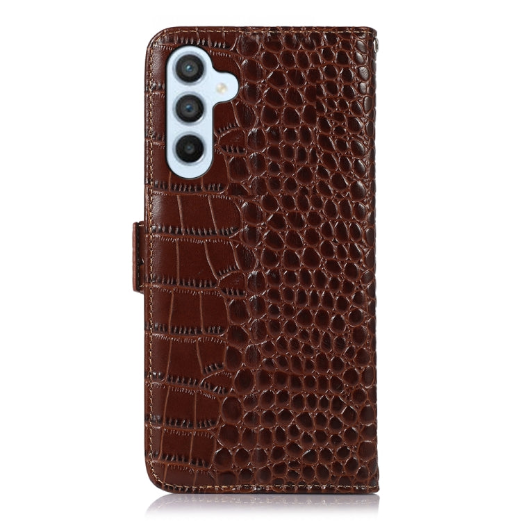 For Samsung Galaxy M14 5G Crocodile Top Layer Cowhide Leather Phone Case(Brown) - Galaxy Phone Cases by buy2fix | Online Shopping UK | buy2fix