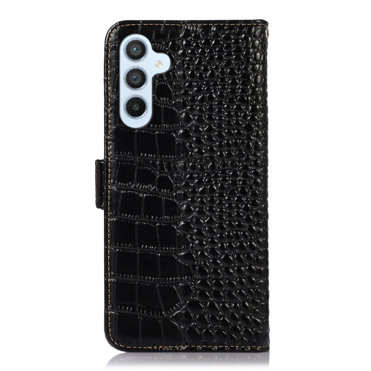 For Samsung Galaxy M14 5G Crocodile Top Layer Cowhide Leather Phone Case(Black) - Galaxy Phone Cases by buy2fix | Online Shopping UK | buy2fix