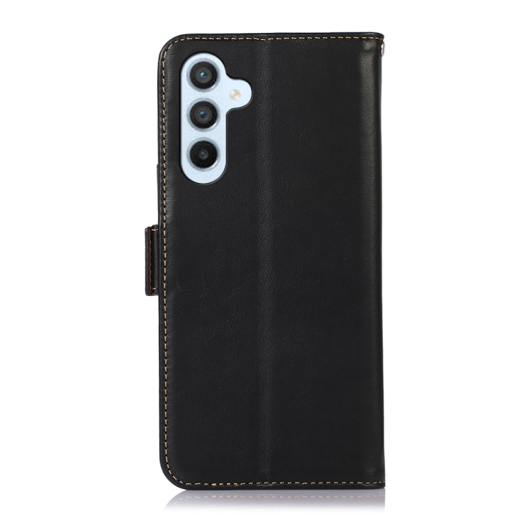 For Samsung Galaxy M14 5G Crazy Horse Top Layer Cowhide Leather Phone Case(Black) - Galaxy Phone Cases by buy2fix | Online Shopping UK | buy2fix