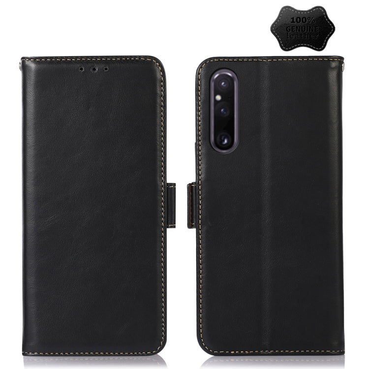 For Sony Xperia 1 V Crazy Horse Top Layer Cowhide Leather Phone Case(Black) - Sony Cases by buy2fix | Online Shopping UK | buy2fix