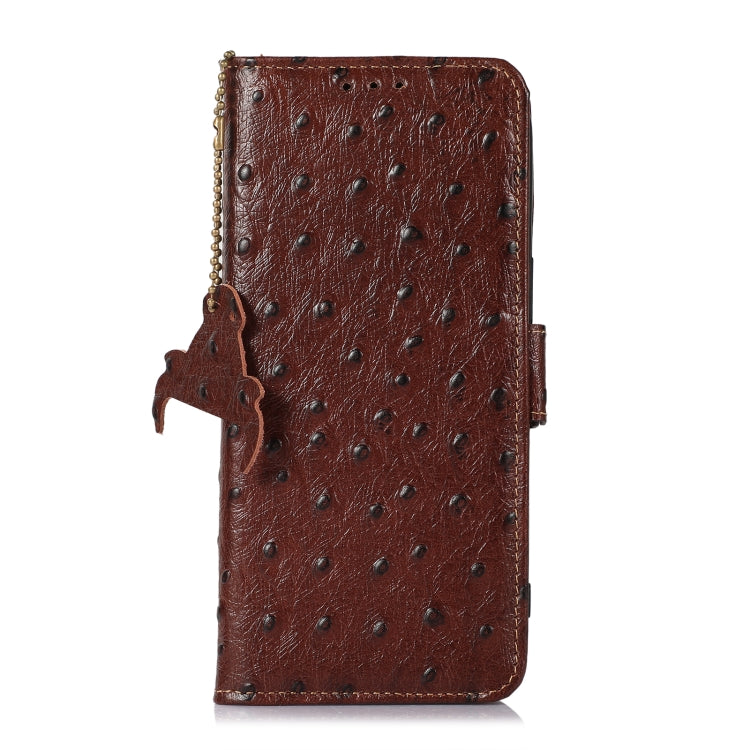 For Samsung Galaxy A24 4G / A25 5G Ostrich Pattern Genuine Leather RFID Phone Case(Coffee) - Galaxy Phone Cases by buy2fix | Online Shopping UK | buy2fix