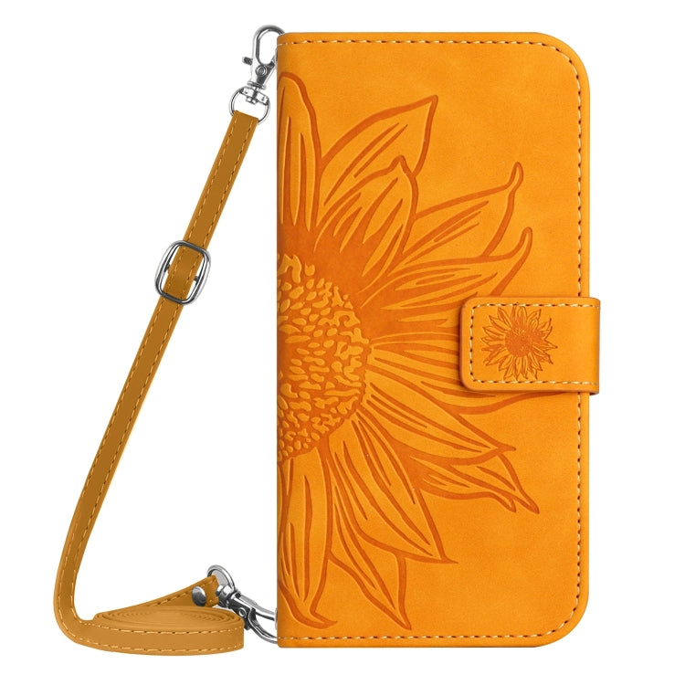 For Google Pixel 7A Skin Feel Sun Flower Pattern Flip Leather Phone Case with Lanyard(Yellow) - Google Cases by buy2fix | Online Shopping UK | buy2fix