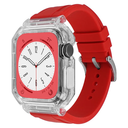 Crystal Clear Polycarbonate Case Silicone Watch Band For Apple Watch Series 8&7 45mm / SE 2&6&SE&5&4 44mm / 3&2&1 42mm(Red) - Watch Cases by buy2fix | Online Shopping UK | buy2fix